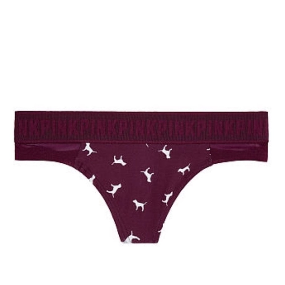 New Victoria’s Secret PINK Logo Mesh Thong Panties - Dog Print - XSmall